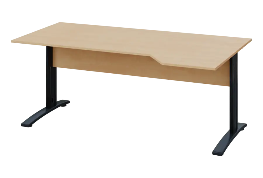 EZK 18 - 184 stůl kancelářský, rohový, pravý, kovová podnož černá, deska 18 mm, široký 1800 mm, bříza irská